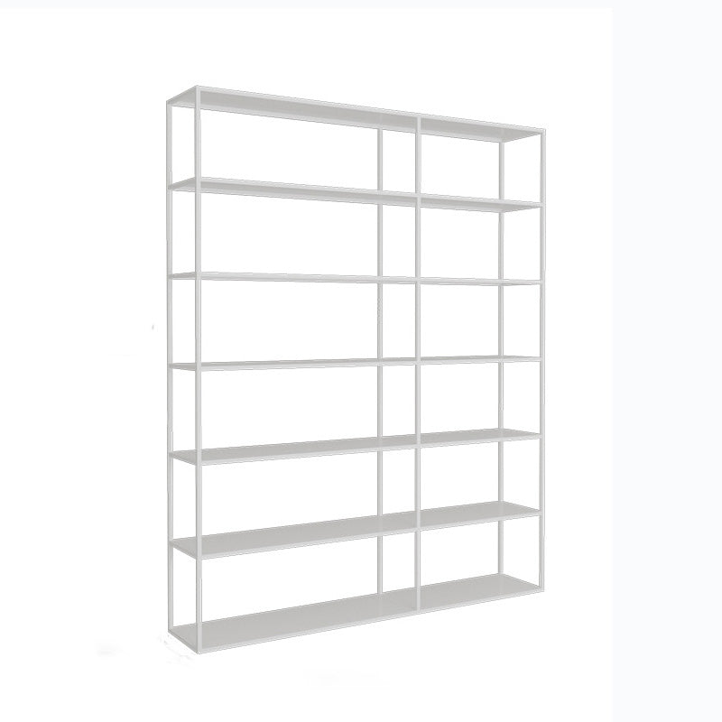 Modern Open Storage Bookcase 9.8" W Iron Frame Bookshelf with Shelves 55"L x 10"W x 71"H White Clearhalo 'Bookcases' 'furn' 'furn_bookcases' 'Furniture' 'Office Furniture' 5800356