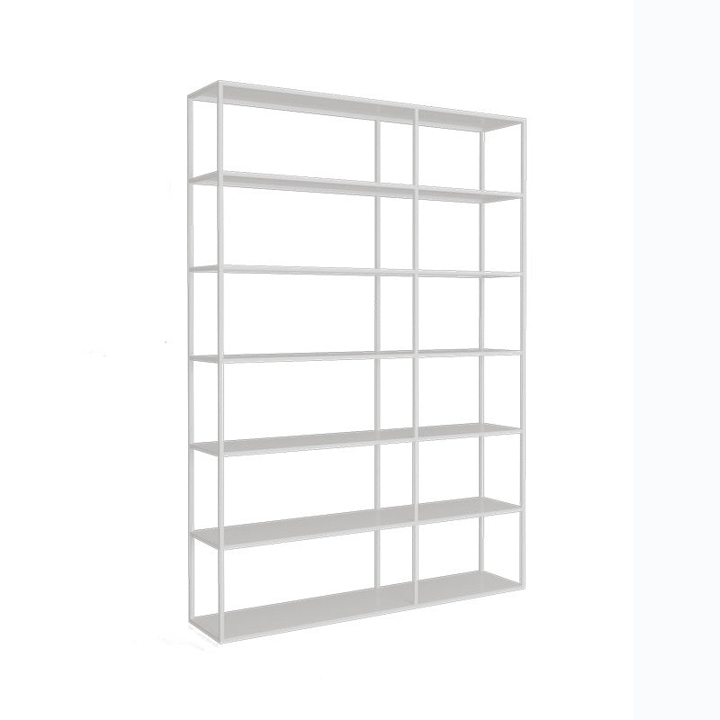 Modern Open Storage Bookcase 9.8" W Iron Frame Bookshelf with Shelves 63"L x 9.8"W x 70.9"H White Clearhalo 'Bookcases' 'furn' 'furn_bookcases' 'Furniture' 'Office Furniture' 5800357