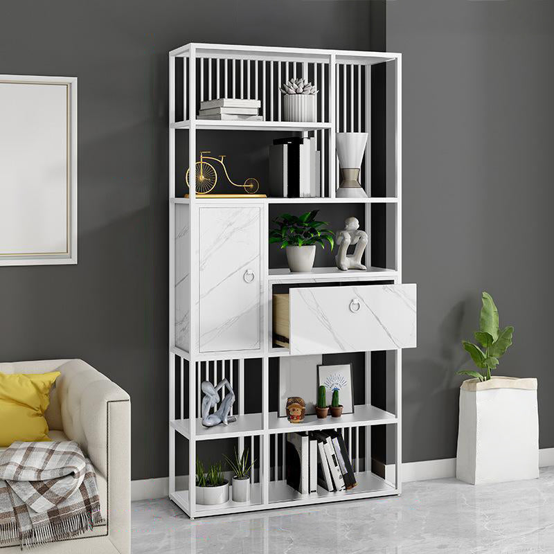 Modern Vertical Etagere Shelf Bookcase Metal Open Bookcase for Home White Clearhalo 'Bookcases' 'furn' 'furn_bookcases' 'Furniture' 'Office Furniture' 5800464
