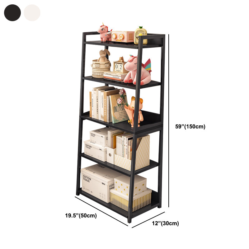 Ladder Steel Book Case for Living Room 11.81" W Open Back Modern Shelf