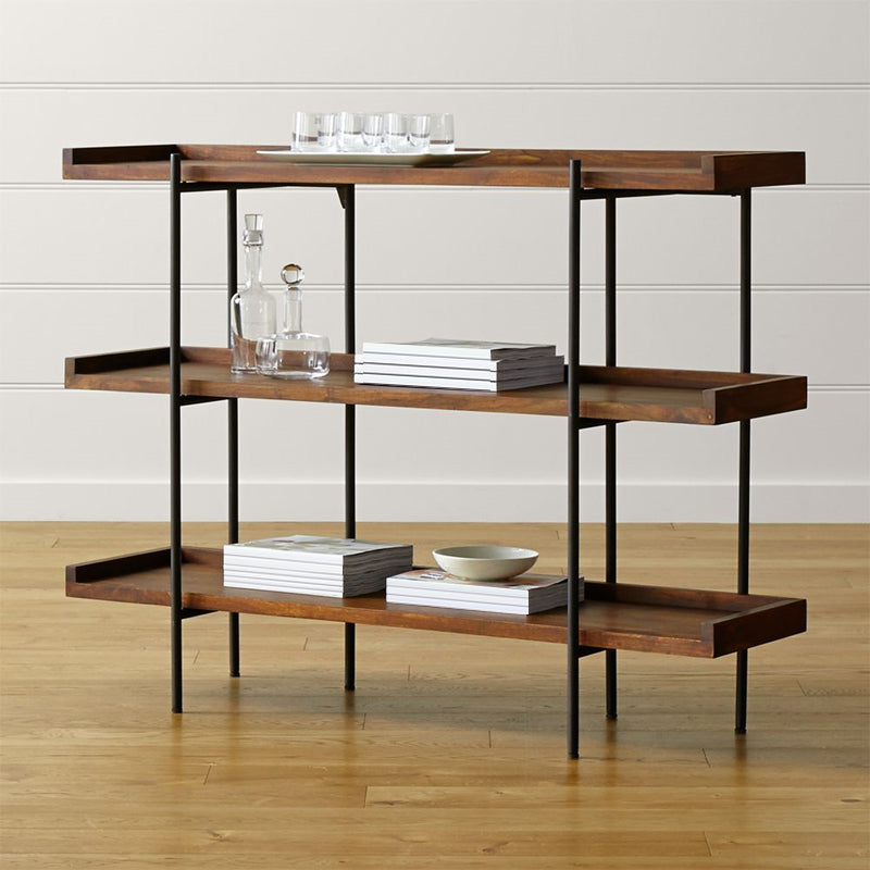 Modern Solid Wood Bookshelf Brown Etagere Open plank Verticale boekenkast