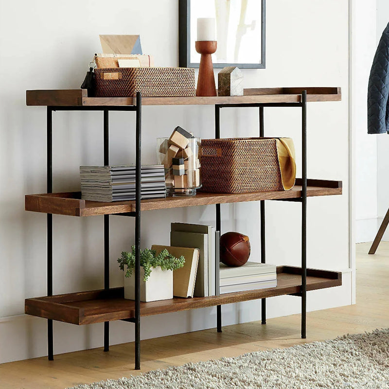 Modern Solid Wood Bookshelf Brown Etagere Open plank Verticale boekenkast