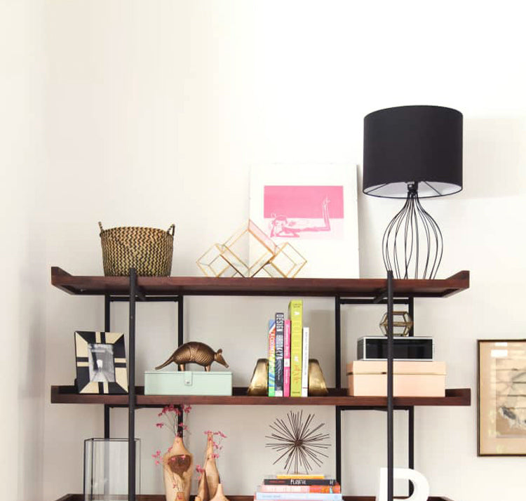 Modern Solid Wood Bookshelf Brown Etagere Open plank Verticale boekenkast
