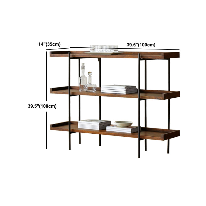 Modern Solid Wood Bookshelf Brown Etagere Open plank Verticale boekenkast
