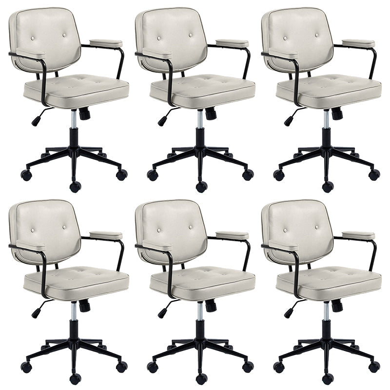 Silla de oficina de oficina de armas fija moderna silla de oficina de cuero