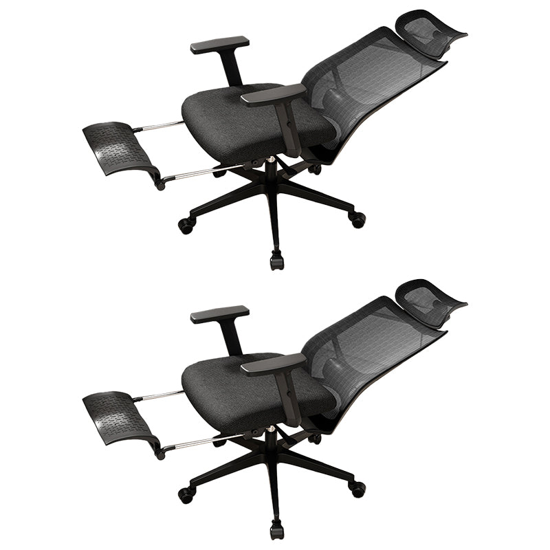 Ergonomic Mesh Task Chair Adjustable Arms with Footrest Office Chair Black 2 Piece Set With Footrest Clearhalo 'furn' 'furn_office_chair' 'Furniture' 'Office Chairs' 'Office Furniture' 'office_chair' 5801159