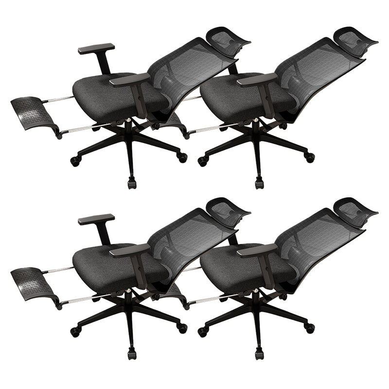 Ergonomic Mesh Task Chair Adjustable Arms with Footrest Office Chair Black 4 Piece Set With Footrest Clearhalo 'furn' 'furn_office_chair' 'Furniture' 'Office Chairs' 'Office Furniture' 'office_chair' 5801160
