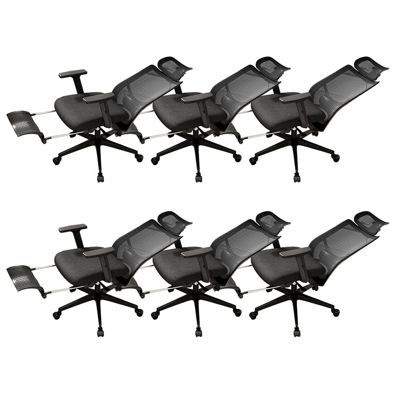 Ergonomic Mesh Task Chair Adjustable Arms with Footrest Office Chair Black 6 Piece Set With Footrest Clearhalo 'furn' 'furn_office_chair' 'Furniture' 'Office Chairs' 'Office Furniture' 'office_chair' 5801162