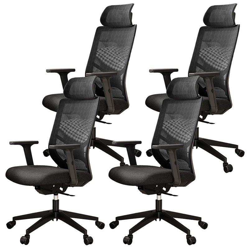 Ergonomic Mesh Task Chair Adjustable Arms with Footrest Office Chair Black 4 Piece Set Without Footrest Clearhalo 'furn' 'furn_office_chair' 'Furniture' 'Office Chairs' 'Office Furniture' 'office_chair' 5801170