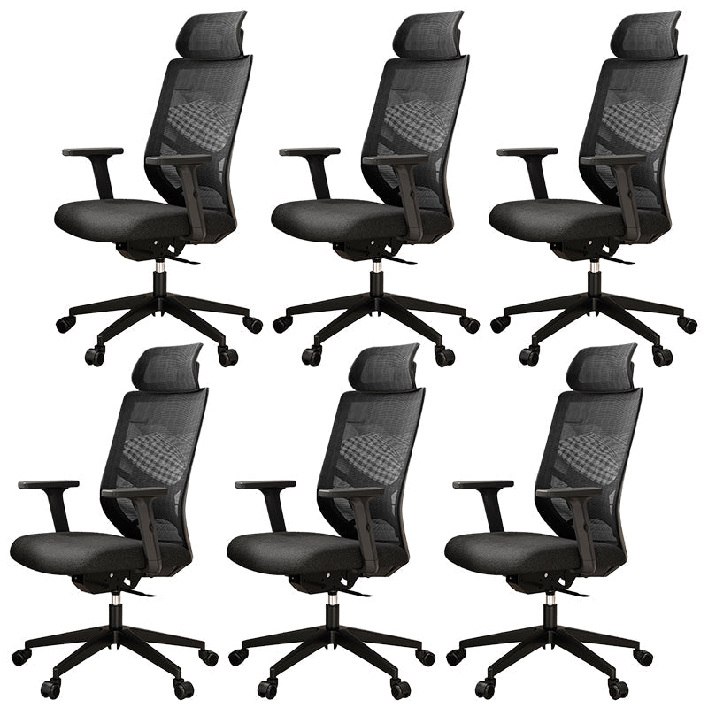 Ergonomic Mesh Task Chair Adjustable Arms with Footrest Office Chair Black 6 Piece Set Without Footrest Clearhalo 'furn' 'furn_office_chair' 'Furniture' 'Office Chairs' 'Office Furniture' 'office_chair' 5801172