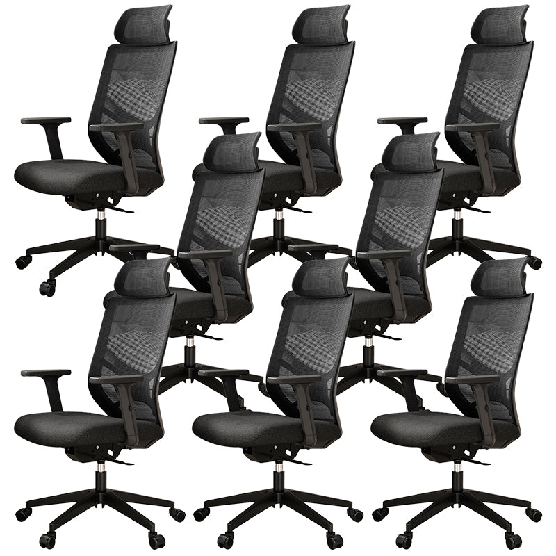 Ergonomic Mesh Task Chair Adjustable Arms with Footrest Office Chair Black 8 Piece Set Without Footrest Clearhalo 'furn' 'furn_office_chair' 'Furniture' 'Office Chairs' 'Office Furniture' 'office_chair' 5801175