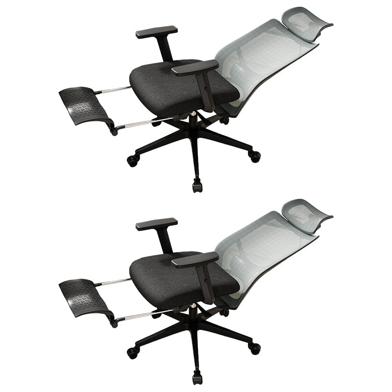 Ergonomic Mesh Task Chair Adjustable Arms with Footrest Office Chair Grey 2 Piece Set With Footrest Clearhalo 'furn' 'furn_office_chair' 'Furniture' 'Office Chairs' 'Office Furniture' 'office_chair' 5801178