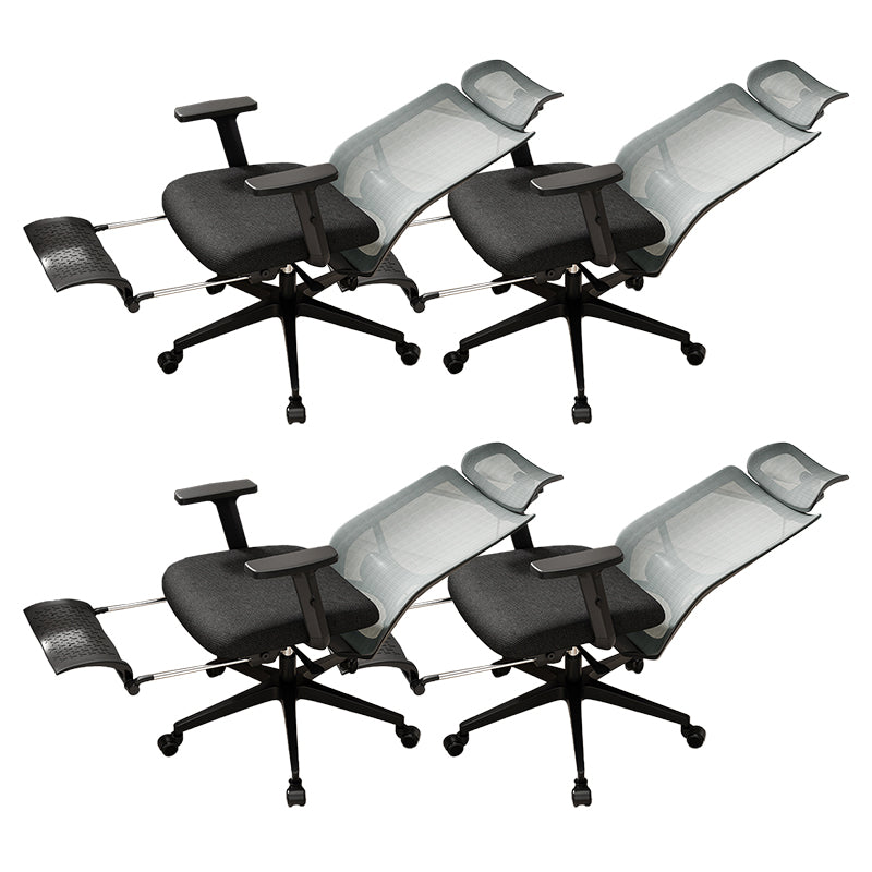 Ergonomic Mesh Task Chair Adjustable Arms with Footrest Office Chair Grey 4 Piece Set With Footrest Clearhalo 'furn' 'furn_office_chair' 'Furniture' 'Office Chairs' 'Office Furniture' 'office_chair' 5801181
