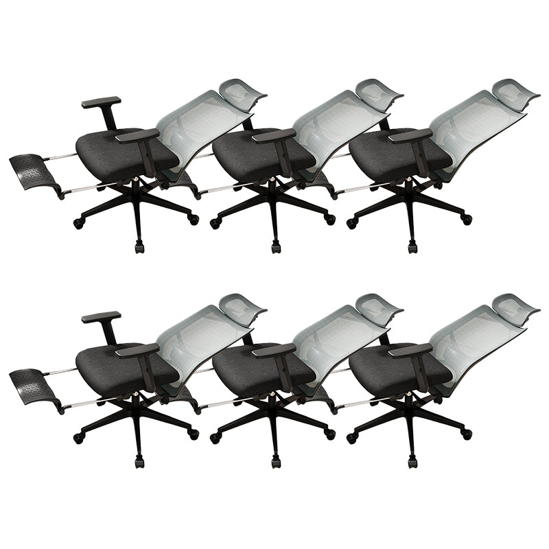 Ergonomic Mesh Task Chair Adjustable Arms with Footrest Office Chair Grey 6 Piece Set With Footrest Clearhalo 'furn' 'furn_office_chair' 'Furniture' 'Office Chairs' 'Office Furniture' 'office_chair' 5801182
