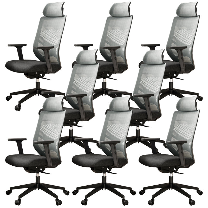 Ergonomic Mesh Task Chair Adjustable Arms with Footrest Office Chair Grey 8 Piece Set Without Footrest Clearhalo 'furn' 'furn_office_chair' 'Furniture' 'Office Chairs' 'Office Furniture' 'office_chair' 5801188