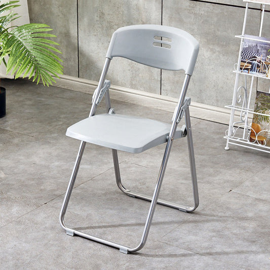 Modern Armless Upholstered Office Chair No Wheels Steel Office Chair Grey 1 Piece