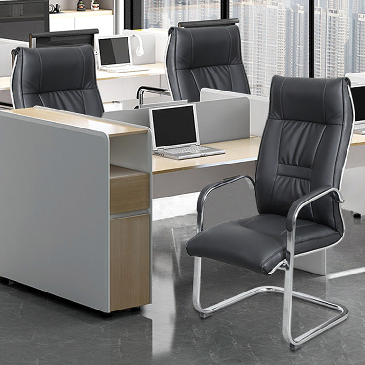 Chaise de bureau à armes fixes moderne chaise de jeu ergonomique en cuir