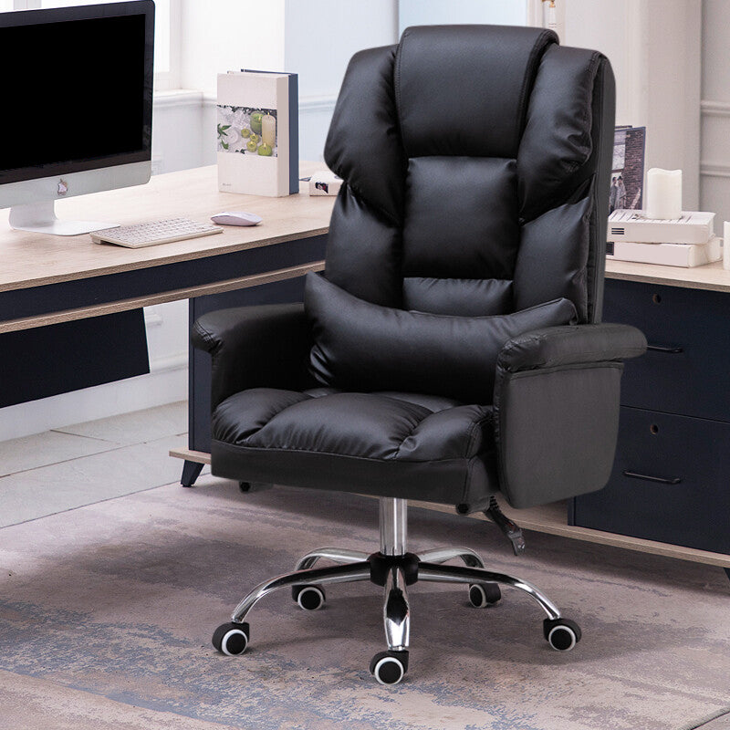High Back Office Chair Faux Leather Upholstered Managers Chair Black 1 Piece Clearhalo 'furn' 'furn_office_chair' 'Furniture' 'Office Chairs' 'Office Furniture' 'office_chair' 5801289
