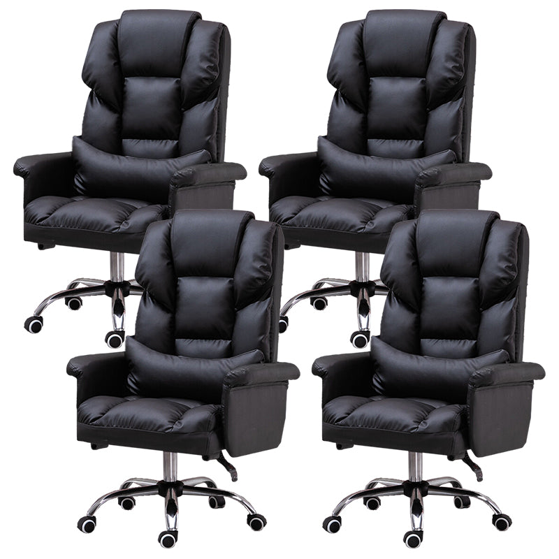 High Back Office Chair Faux Leather Upholstered Managers Chair Black 4 Piece Set Clearhalo 'furn' 'furn_office_chair' 'Furniture' 'Office Chairs' 'Office Furniture' 'office_chair' 5801292