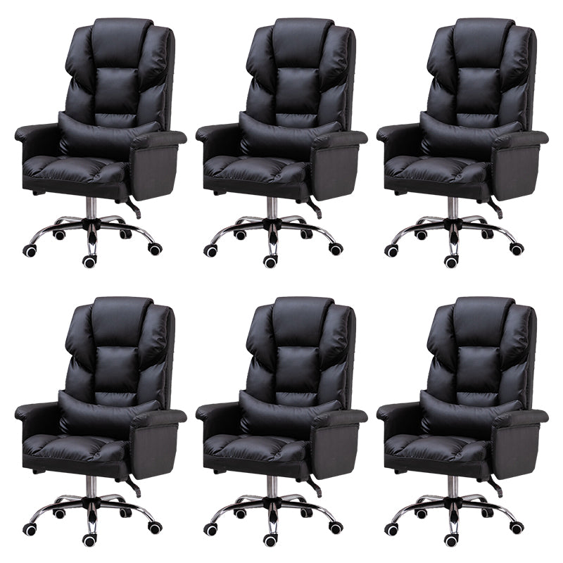 High Back Office Chair Faux Leather Upholstered Managers Chair Black 6 Piece Set Clearhalo 'furn' 'furn_office_chair' 'Furniture' 'Office Chairs' 'Office Furniture' 'office_chair' 5801295