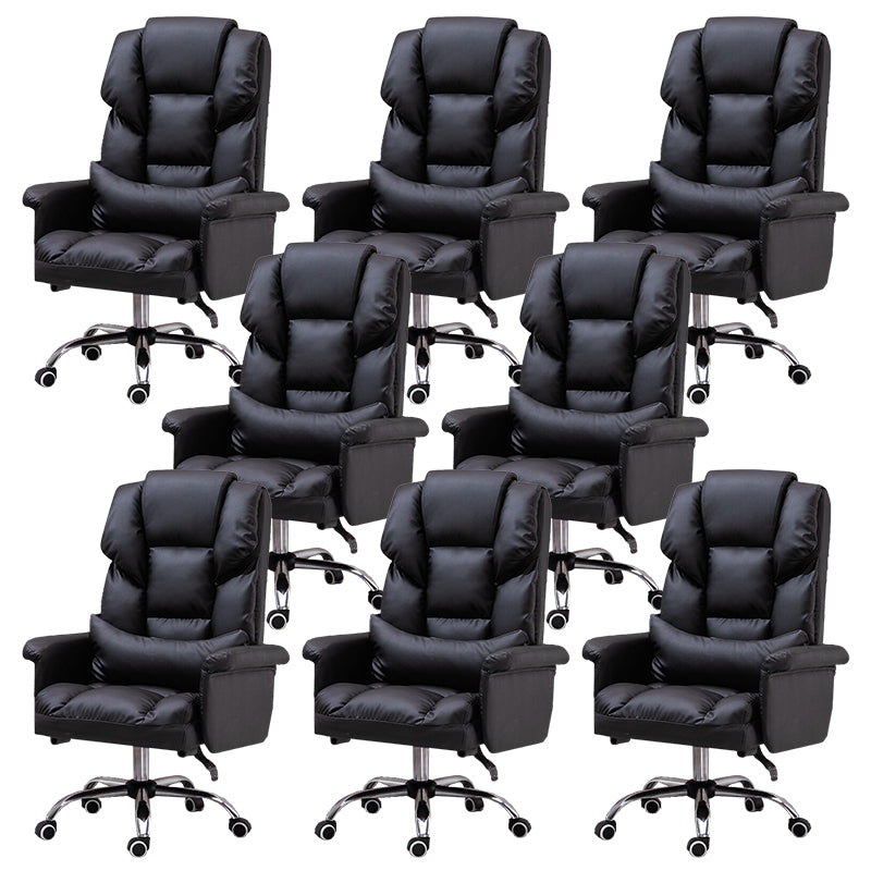 High Back Office Chair Faux Leather Upholstered Managers Chair Black 8 Piece Set Clearhalo 'furn' 'furn_office_chair' 'Furniture' 'Office Chairs' 'Office Furniture' 'office_chair' 5801296