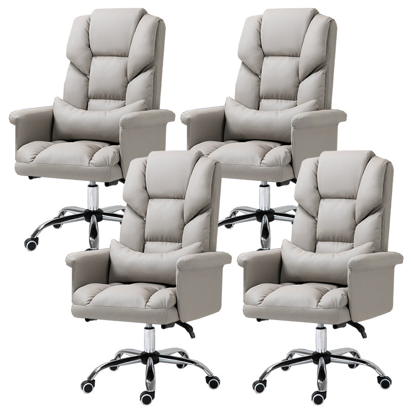 High Back Office Chair Faux Leather Upholstered Managers Chair Grey 4 Piece Set Clearhalo 'furn' 'furn_office_chair' 'Furniture' 'Office Chairs' 'Office Furniture' 'office_chair' 5801302