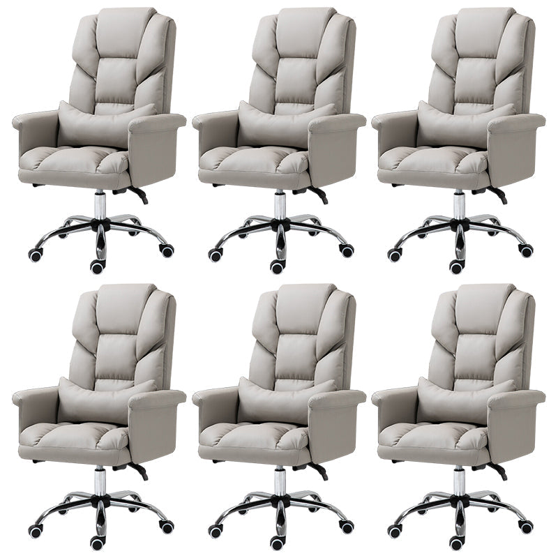 High Back Office Chair Faux Leather Upholstered Managers Chair Grey 6 Piece Set Clearhalo 'furn' 'furn_office_chair' 'Furniture' 'Office Chairs' 'Office Furniture' 'office_chair' 5801304
