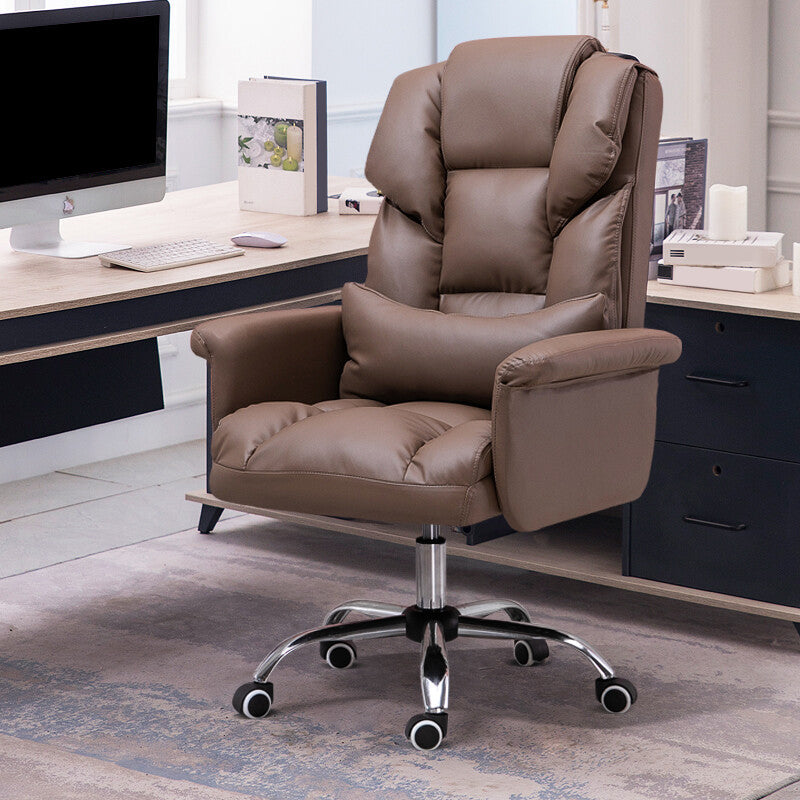High Back Office Chair Faux Leather Upholstered Managers Chair Coffee 1 Piece Clearhalo 'furn' 'furn_office_chair' 'Furniture' 'Office Chairs' 'Office Furniture' 'office_chair' 5801309