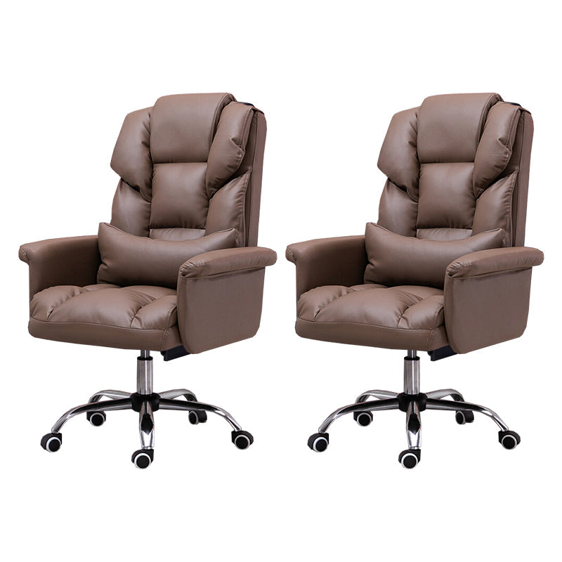 High Back Office Chair Faux Leather Upholstered Managers Chair Coffee 2 Piece Set Clearhalo 'furn' 'furn_office_chair' 'Furniture' 'Office Chairs' 'Office Furniture' 'office_chair' 5801310