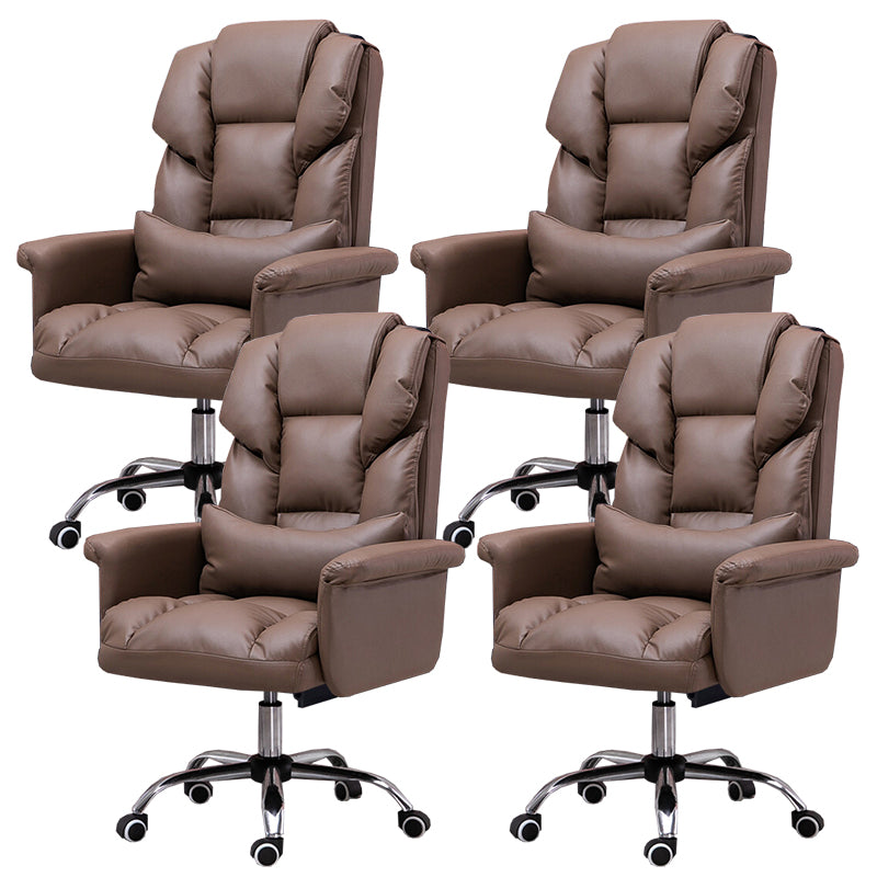 High Back Office Chair Faux Leather Upholstered Managers Chair Coffee 4 Piece Set Clearhalo 'furn' 'furn_office_chair' 'Furniture' 'Office Chairs' 'Office Furniture' 'office_chair' 5801311