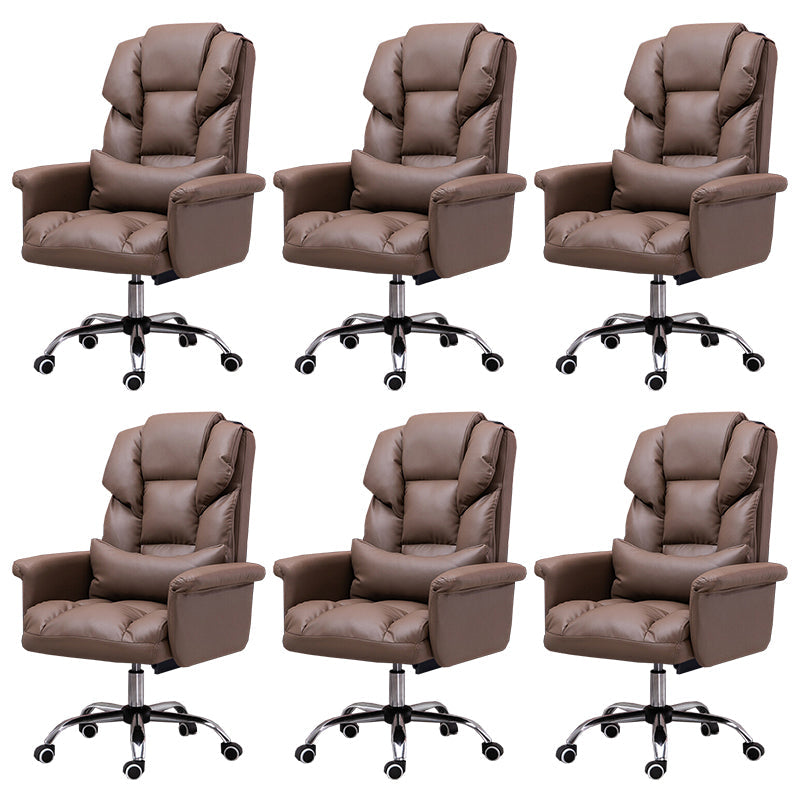 High Back Office Chair Faux Leather Upholstered Managers Chair Coffee 6 Piece Set Clearhalo 'furn' 'furn_office_chair' 'Furniture' 'Office Chairs' 'Office Furniture' 'office_chair' 5801312