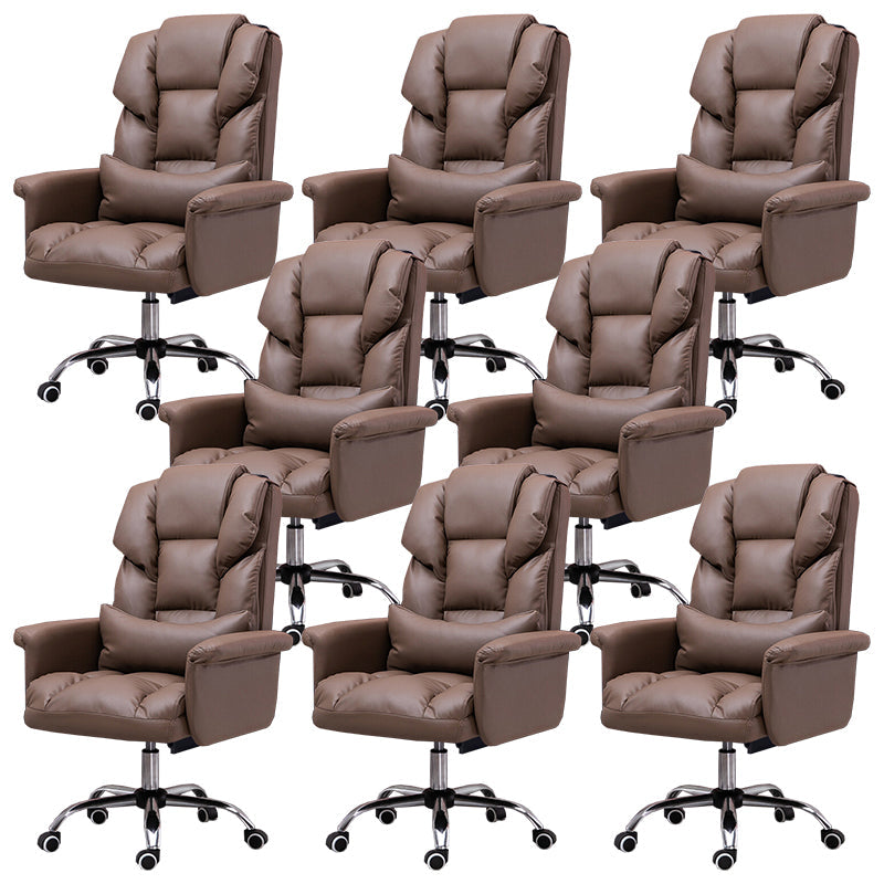 High Back Office Chair Faux Leather Upholstered Managers Chair Coffee 8 Piece Set Clearhalo 'furn' 'furn_office_chair' 'Furniture' 'Office Chairs' 'Office Furniture' 'office_chair' 5801313