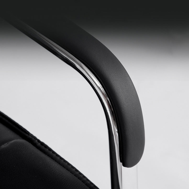 Silla de oficina de gestión de cuero moderna silla de oficina de armas fijas