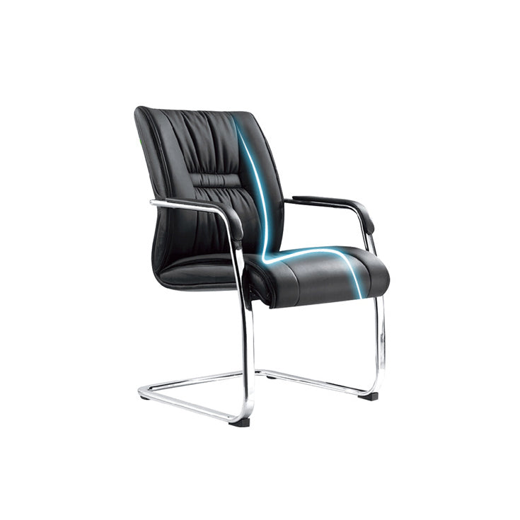 Silla de oficina de gestión de cuero moderna silla de oficina de armas fijas