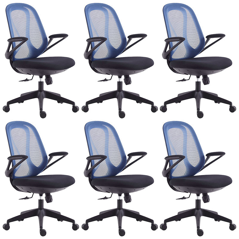 Contemporary Chair Mid-Back Chair with Wheels in Orange/black/green