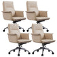 High Back Leather Swivel Office Chair with Chrome Arms Upholstered Task Chair 4 Piece Set Mid-Back (14-22 in.) Clearhalo 'furn' 'furn_office_chair' 'Furniture' 'Office Chairs' 'Office Furniture' 'office_chair' 5801530