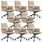 High Back Leather Swivel Office Chair with Chrome Arms Upholstered Task Chair 8 Piece Set Mid-Back (14-22 in.) Clearhalo 'furn' 'furn_office_chair' 'Furniture' 'Office Chairs' 'Office Furniture' 'office_chair' 5801533