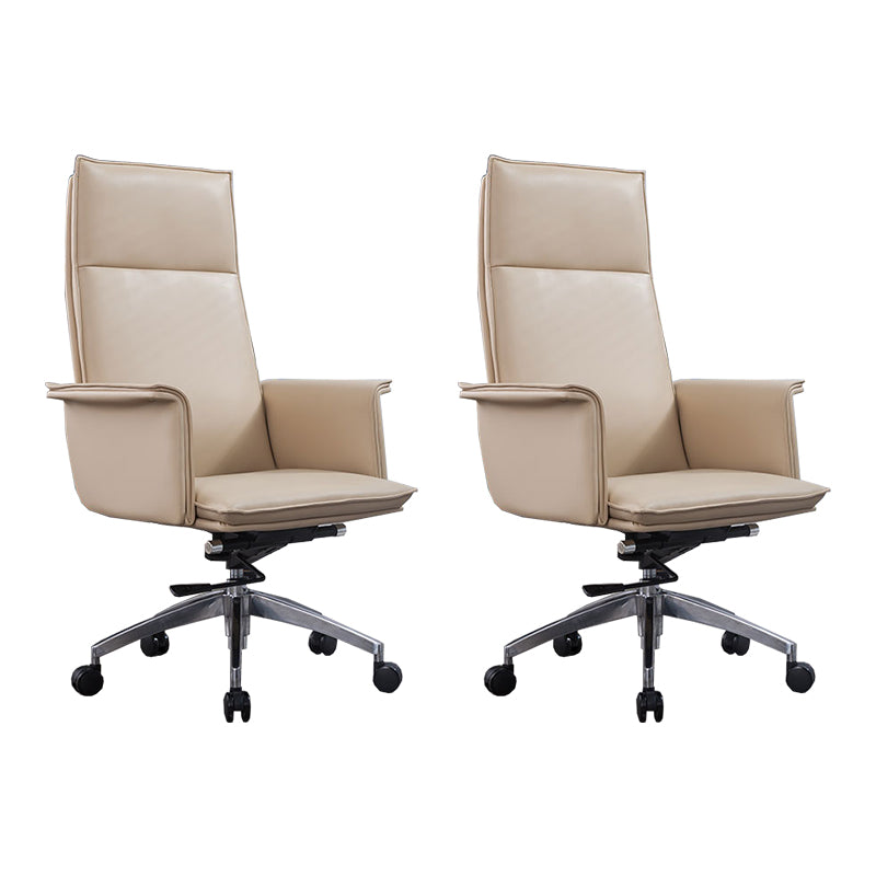 High Back Leather Swivel Office Chair with Chrome Arms Upholstered Task Chair 2 Piece Set High-Back (Over 22 in.) Clearhalo 'furn' 'furn_office_chair' 'Furniture' 'Office Chairs' 'Office Furniture' 'office_chair' 5801537