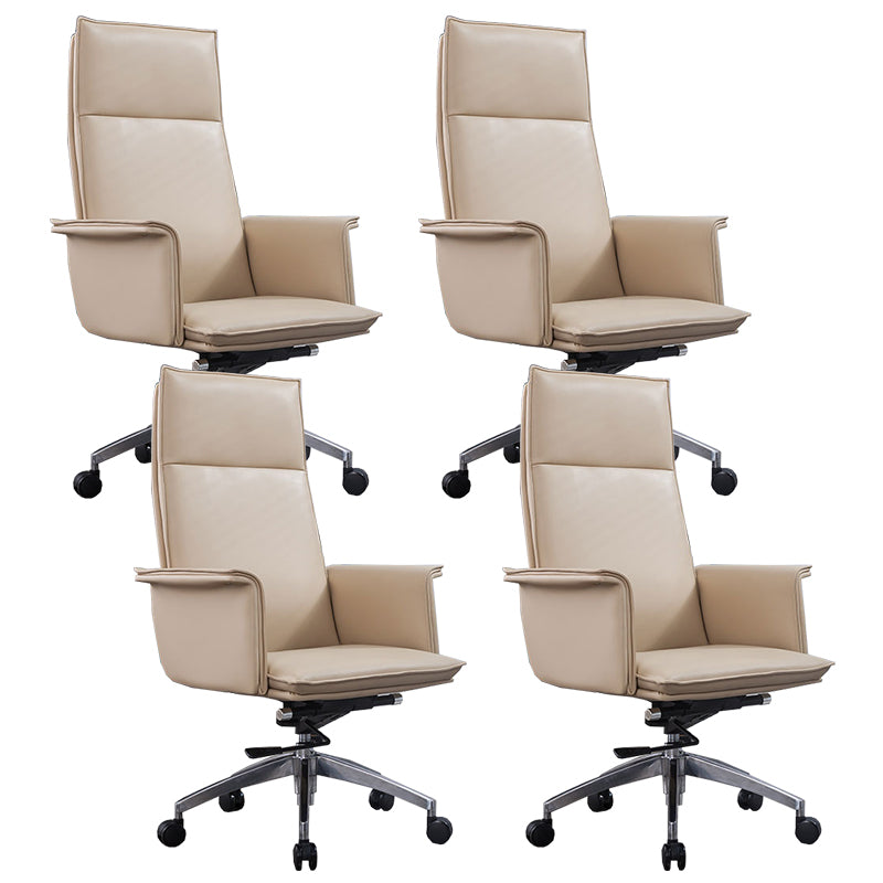 High Back Leather Swivel Office Chair with Chrome Arms Upholstered Task Chair 4 Piece Set High-Back (Over 22 in.) Clearhalo 'furn' 'furn_office_chair' 'Furniture' 'Office Chairs' 'Office Furniture' 'office_chair' 5801539