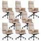 High Back Leather Swivel Office Chair with Chrome Arms Upholstered Task Chair 8 Piece Set High-Back (Over 22 in.) Clearhalo 'furn' 'furn_office_chair' 'Furniture' 'Office Chairs' 'Office Furniture' 'office_chair' 5801543