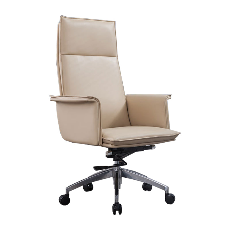 High Back Leather Swivel Office Chair with Chrome Arms Upholstered Task Chair Clearhalo 'furn' 'furn_office_chair' 'Furniture' 'Office Chairs' 'Office Furniture' 'office_chair' 5801544