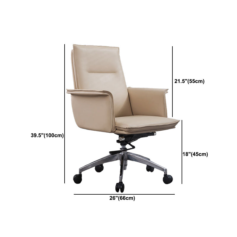 High Back Leather Swivel Office Chair with Chrome Arms Upholstered Task Chair Clearhalo 'furn' 'furn_office_chair' 'Furniture' 'Office Chairs' 'Office Furniture' 'office_chair' 5801548