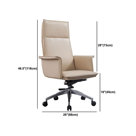 High Back Leather Swivel Office Chair with Chrome Arms Upholstered Task Chair Clearhalo 'furn' 'furn_office_chair' 'Furniture' 'Office Chairs' 'Office Furniture' 'office_chair' 5801549
