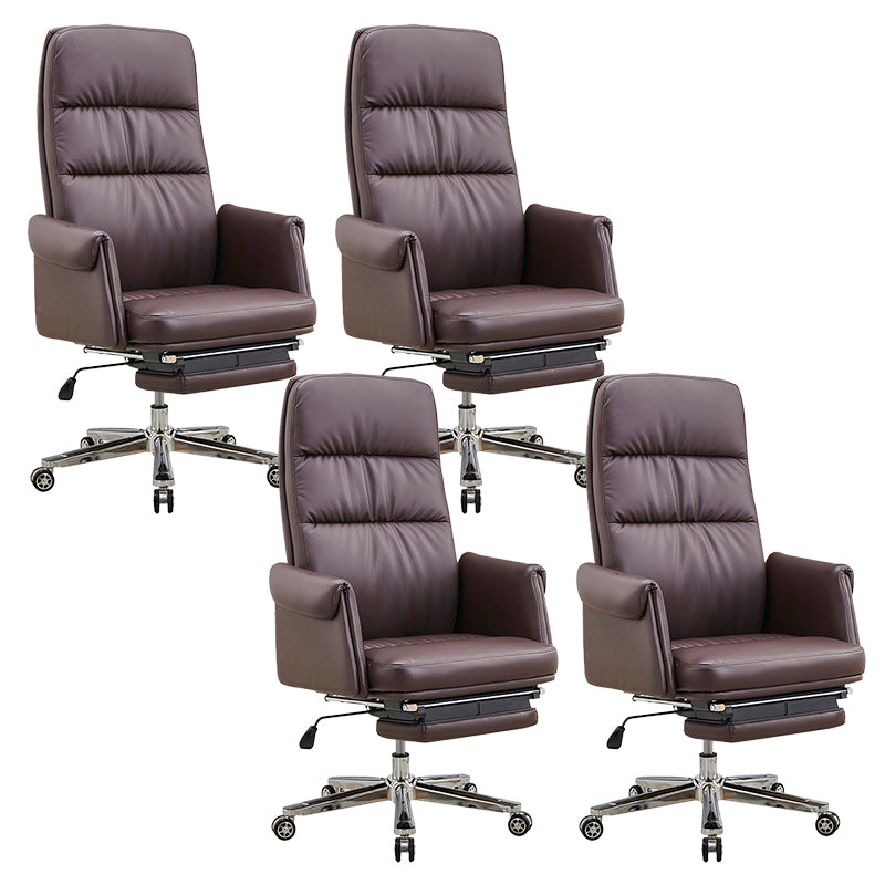 Executive Ergonomic Computer Chair Tilt Mechanism High Back Executive Chair Brown 4 Piece Set Clearhalo 'furn' 'furn_office_chair' 'Furniture' 'Office Chairs' 'Office Furniture' 'office_chair' 5801600