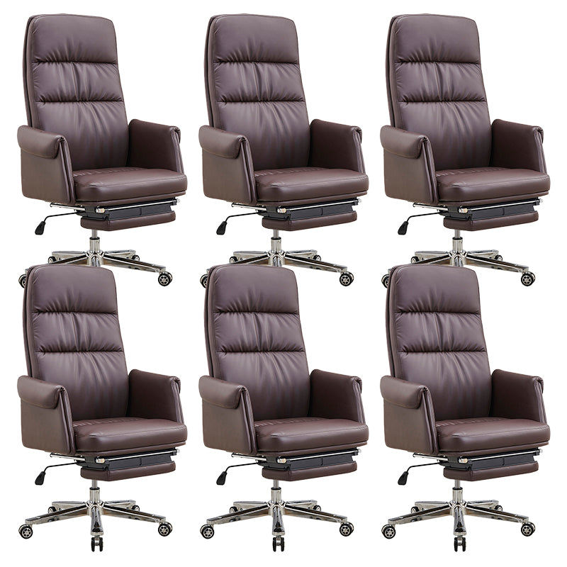 Executive Ergonomic Computer Chair Tilt Mechanism High Back Executive Chair Brown 6 Piece Set Clearhalo 'furn' 'furn_office_chair' 'Furniture' 'Office Chairs' 'Office Furniture' 'office_chair' 5801601