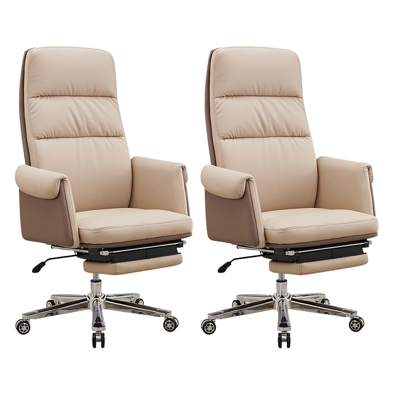 Executive Ergonomic Computer Chair Tilt Mechanism High Back Executive Chair Off-White 2 Piece Set Clearhalo 'furn' 'furn_office_chair' 'Furniture' 'Office Chairs' 'Office Furniture' 'office_chair' 5801608