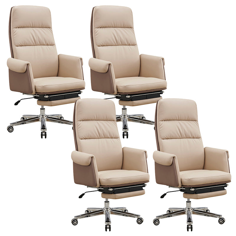 Executive Ergonomic Computer Chair Tilt Mechanism High Back Executive Chair Off-White 4 Piece Set Clearhalo 'furn' 'furn_office_chair' 'Furniture' 'Office Chairs' 'Office Furniture' 'office_chair' 5801610