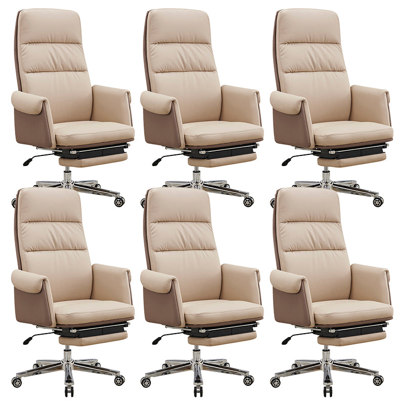 Executive Ergonomic Computer Chair Tilt Mechanism High Back Executive Chair Off-White 6 Piece Set Clearhalo 'furn' 'furn_office_chair' 'Furniture' 'Office Chairs' 'Office Furniture' 'office_chair' 5801611