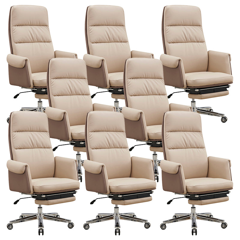 Executive Ergonomic Computer Chair Tilt Mechanism High Back Executive Chair Off-White 8 Piece Set Clearhalo 'furn' 'furn_office_chair' 'Furniture' 'Office Chairs' 'Office Furniture' 'office_chair' 5801612