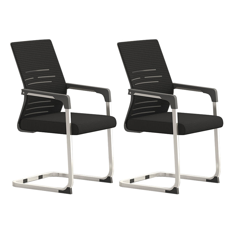 Modern Fixed Arms Office Chair No Wheels Ergonomic Gaming Chair Black 2 Piece Set Clearhalo 'furn' 'furn_office_chair' 'Furniture' 'Office Chairs' 'Office Furniture' 'office_chair' 5801617